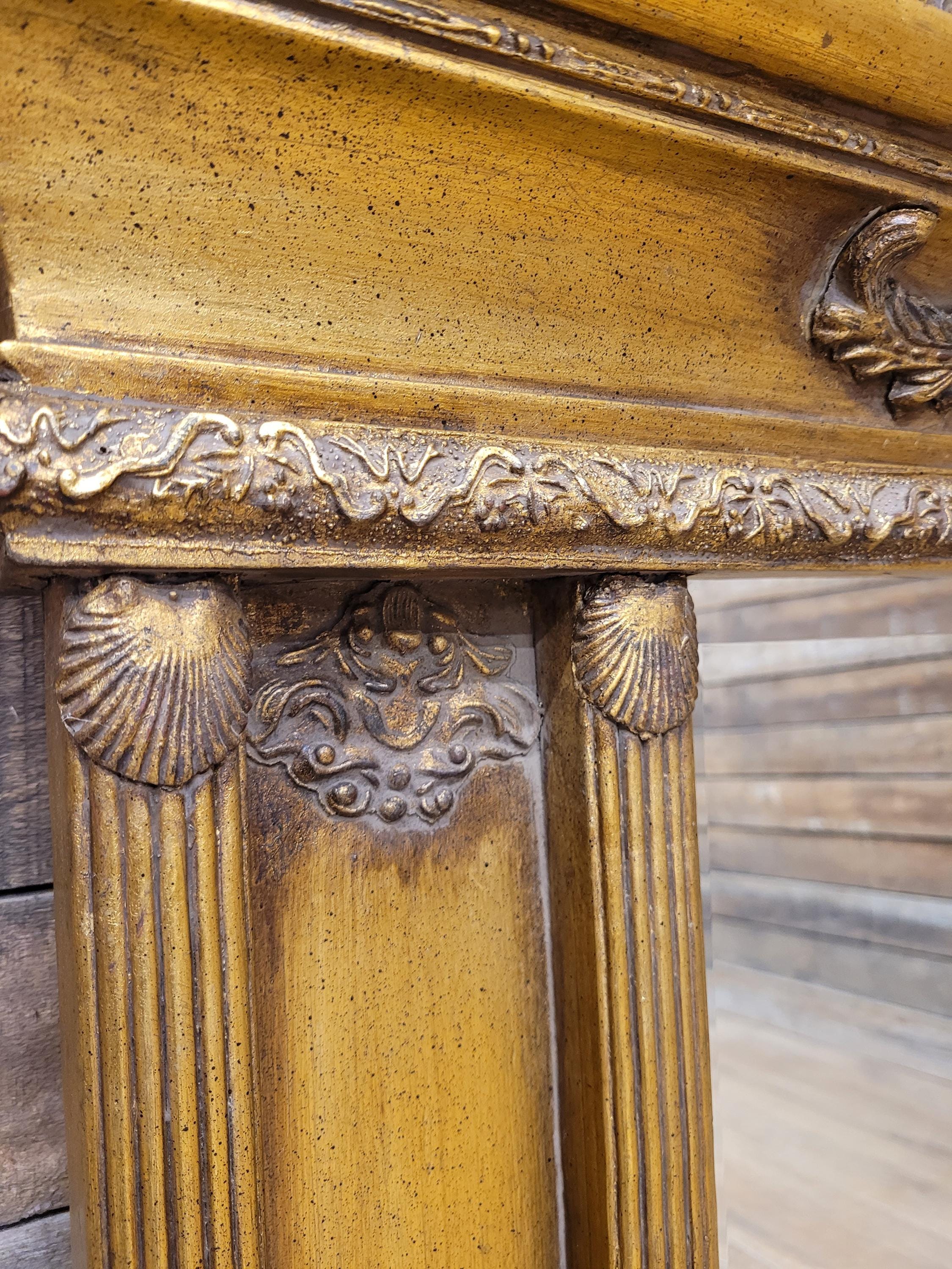 Regency Style Giltwood Overmantel Mirror Architectural Classical Frame