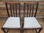 Set Of Four Oak Dining Chairs Neutral Chenille Upholstered Seats