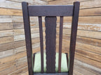 Edwardian Oak Barley Twist Dining Chair Green Velour Upholstered Seat