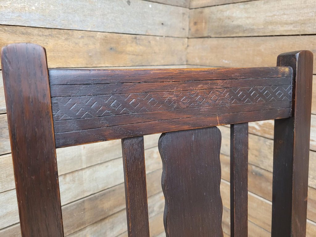 Edwardian Oak Barley Twist Dining Chair Green Velour Upholstered Seat