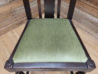 Edwardian Oak Barley Twist Dining Chair Green Velour Upholstered Seat
