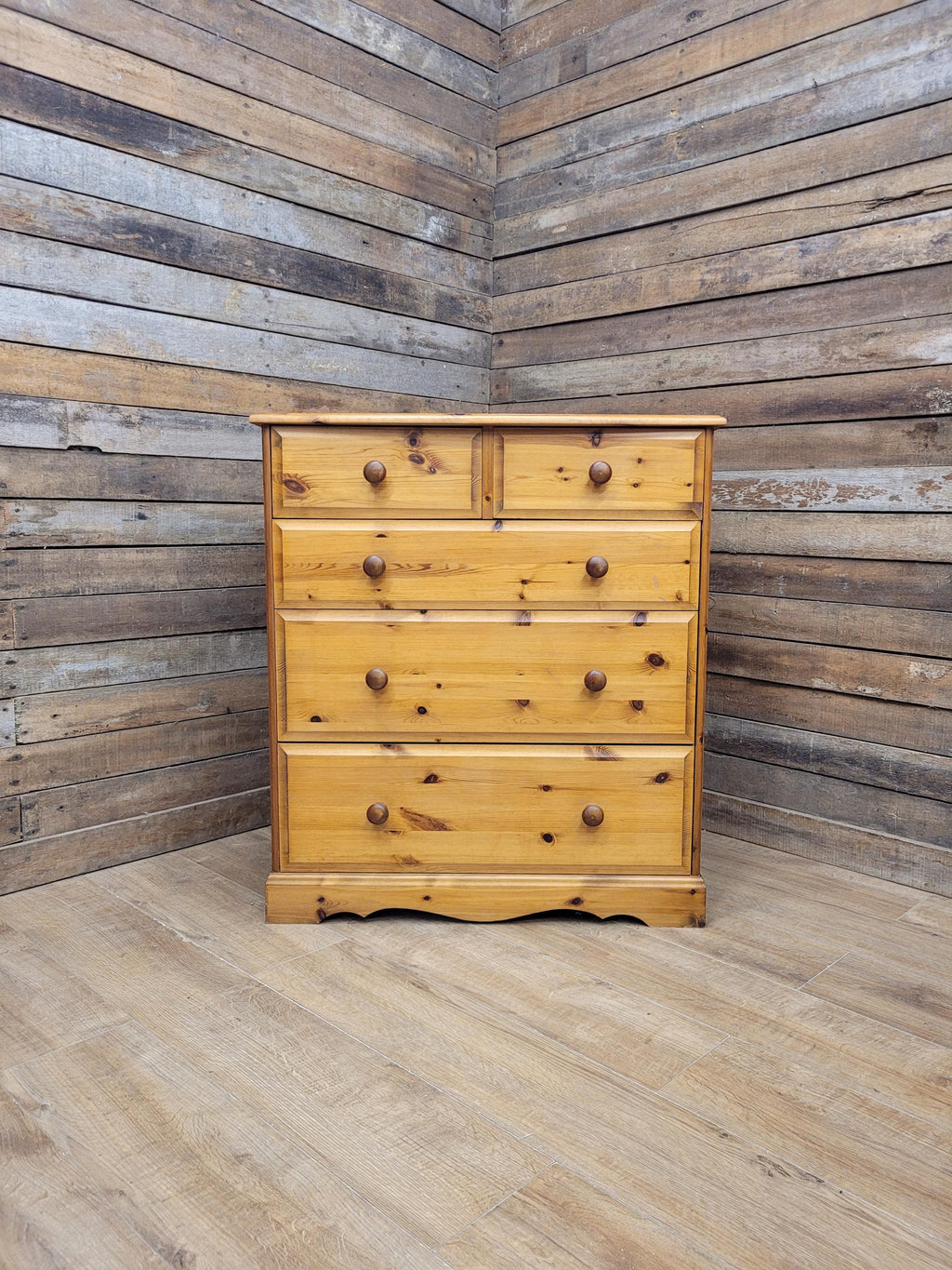Pine Chest Of Drawers 2 over 3 Vintage 5 Drawers