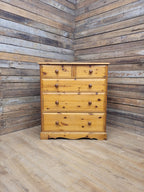 Pine Chest Of Drawers 2 over 3 Vintage 5 Drawers