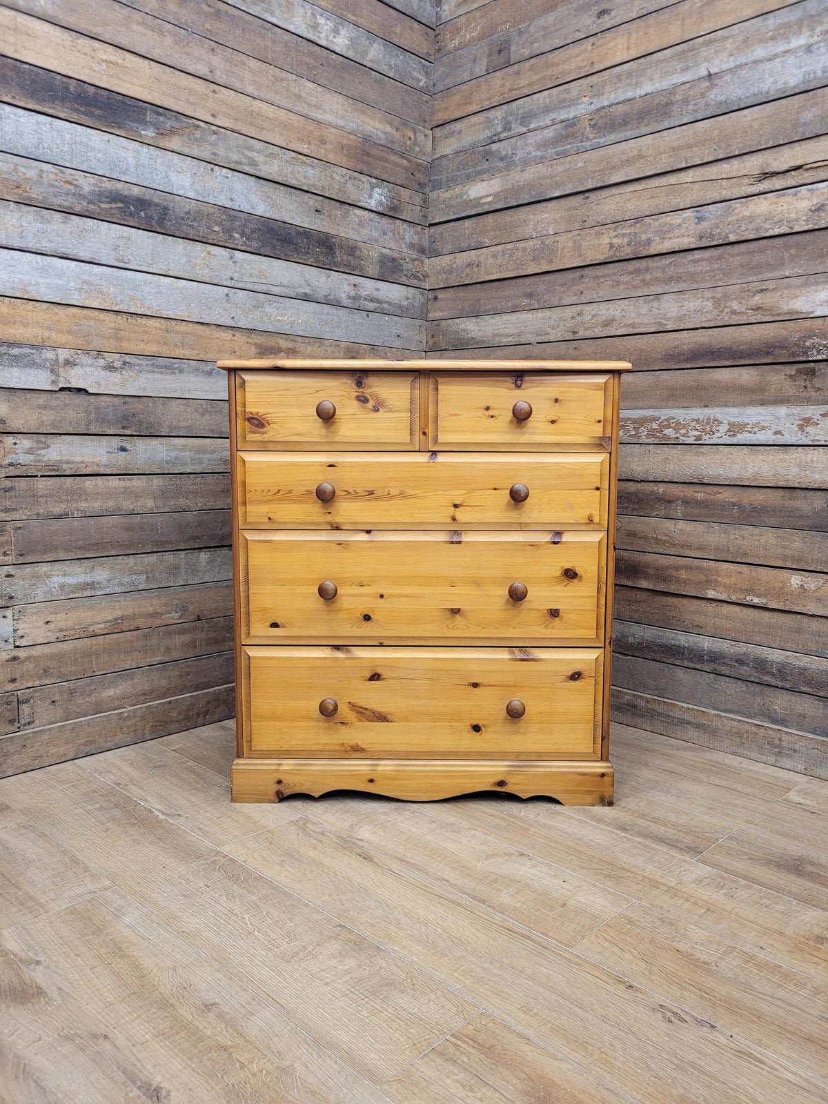 Pine Chest Of Drawers 2 over 3 Vintage 5 Drawers