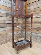 Edwardian Oak Hall Stand Arts & Craft Bevelled Mirror Original Drip Tray Antique