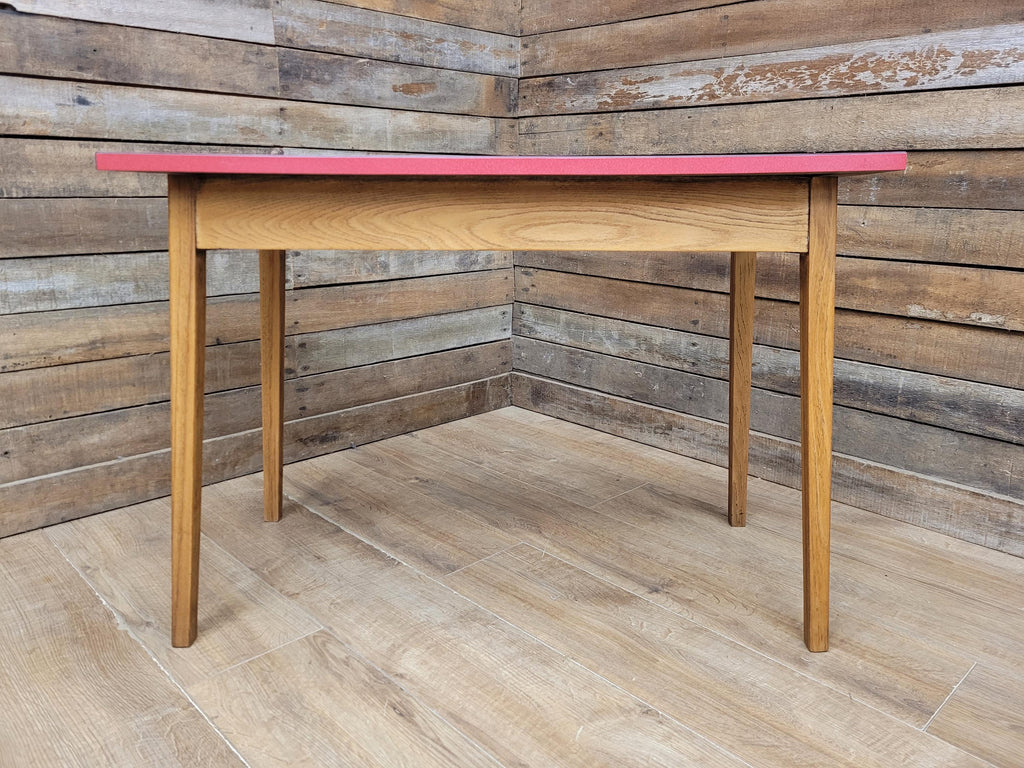 Vintage Side Table Formica Top 1960s Red Retro Tapered Legs Small Desk