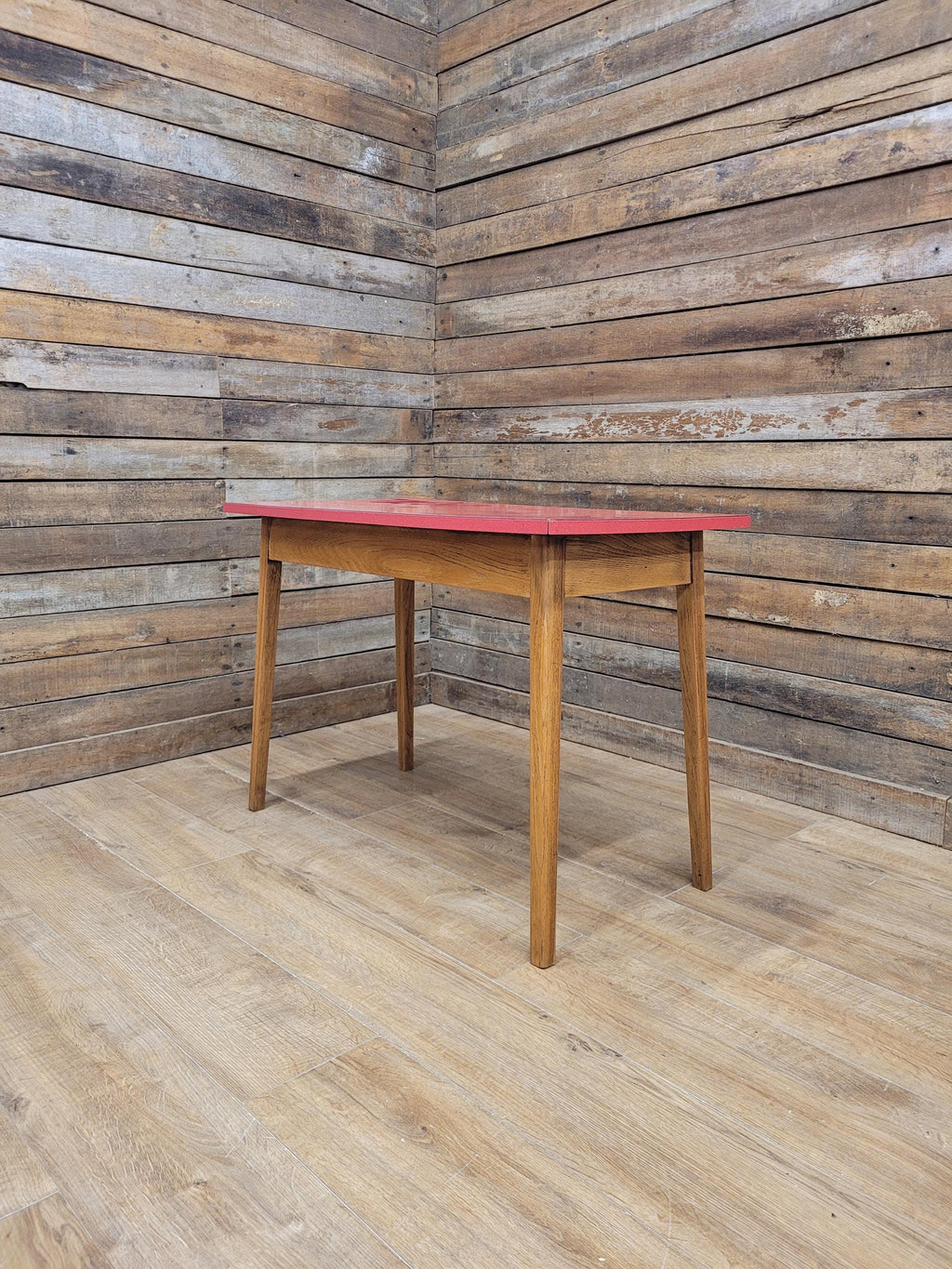 Vintage Side Table Formica Top 1960s Red Retro Tapered Legs Small Desk