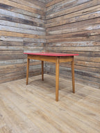 Vintage Side Table Formica Top 1960s Red Retro Tapered Legs Small Desk