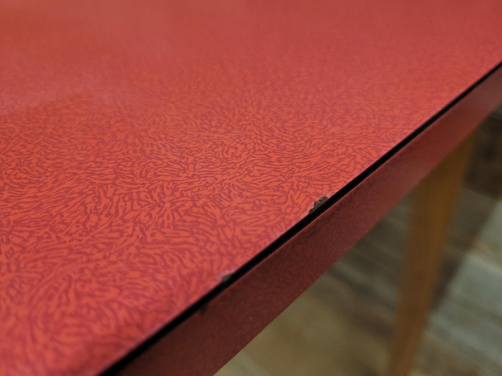 Vintage Side Table Formica Top 1960s Red Retro Tapered Legs Small Desk