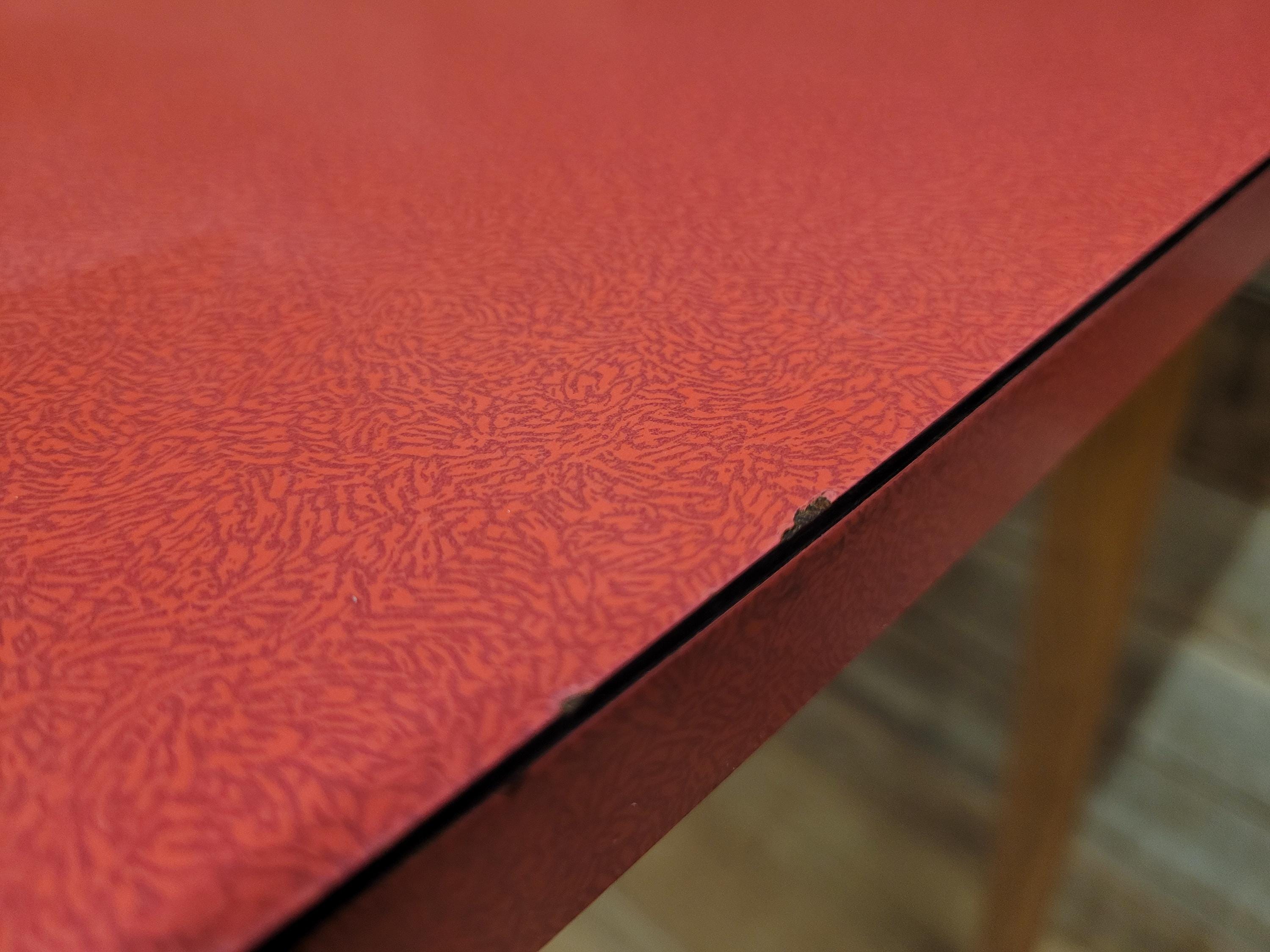 Vintage Side Table Formica Top 1960s Red Retro Tapered Legs Small Desk