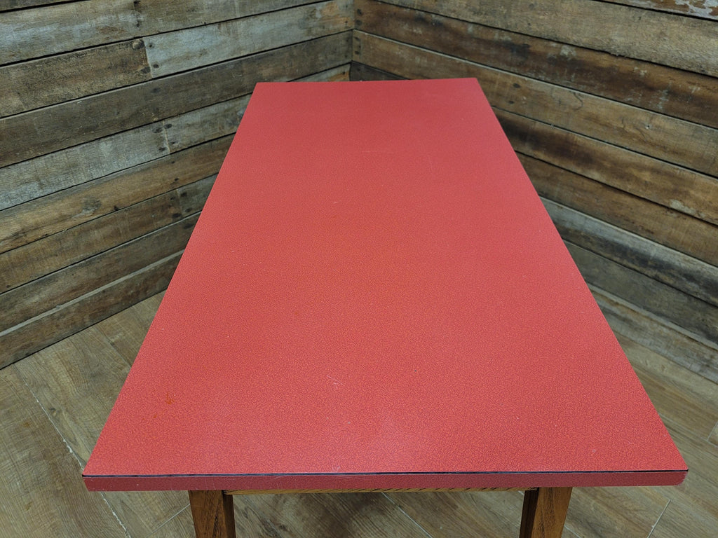 Vintage Side Table Formica Top 1960s Red Retro Tapered Legs Small Desk