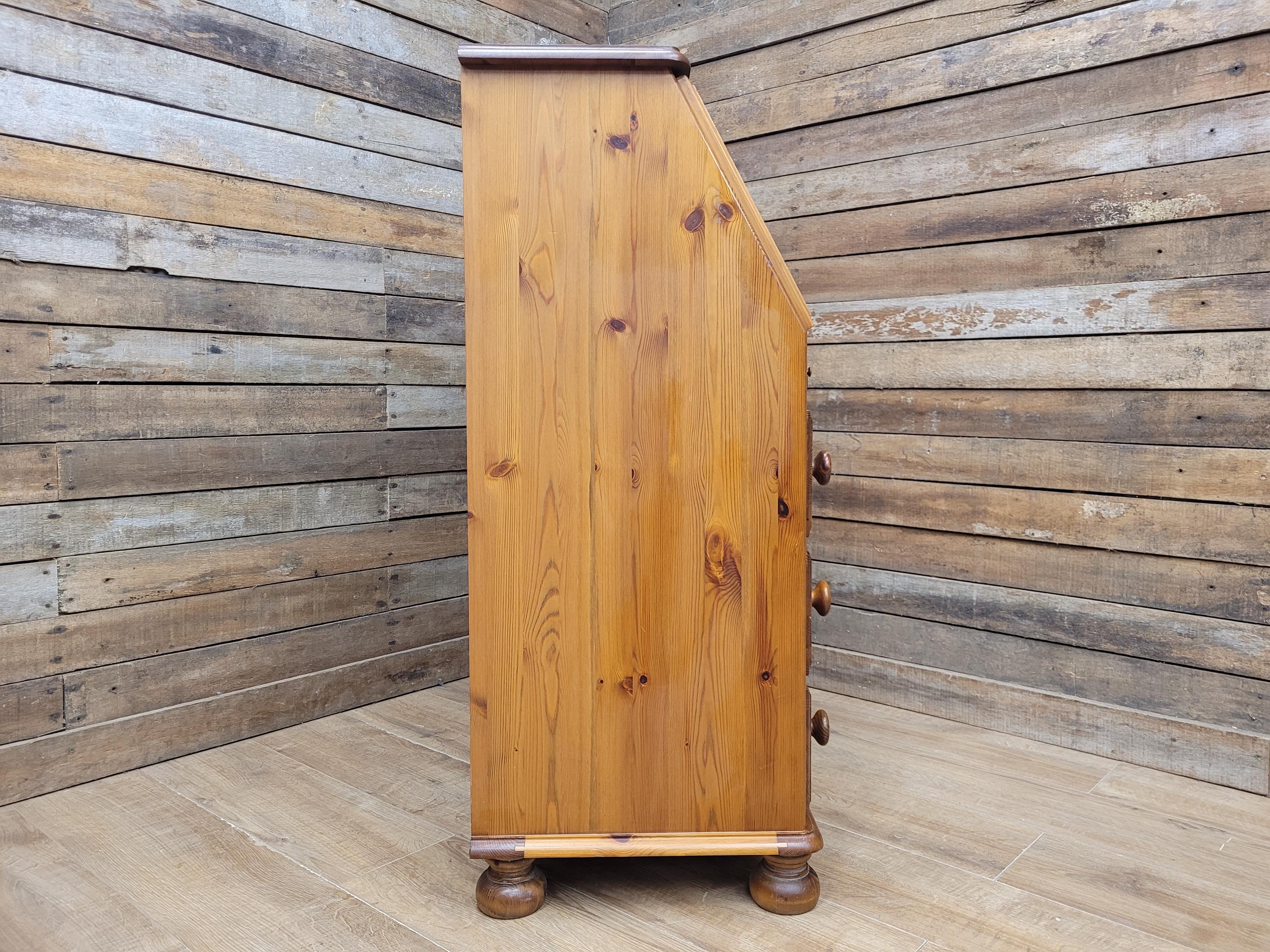Ducal Pine Bureau Desk Vintage Writing Drop Front Drawers