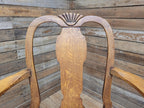 Edwardian Oak Queen Anne Style Carver Armchair Shell Carved Back