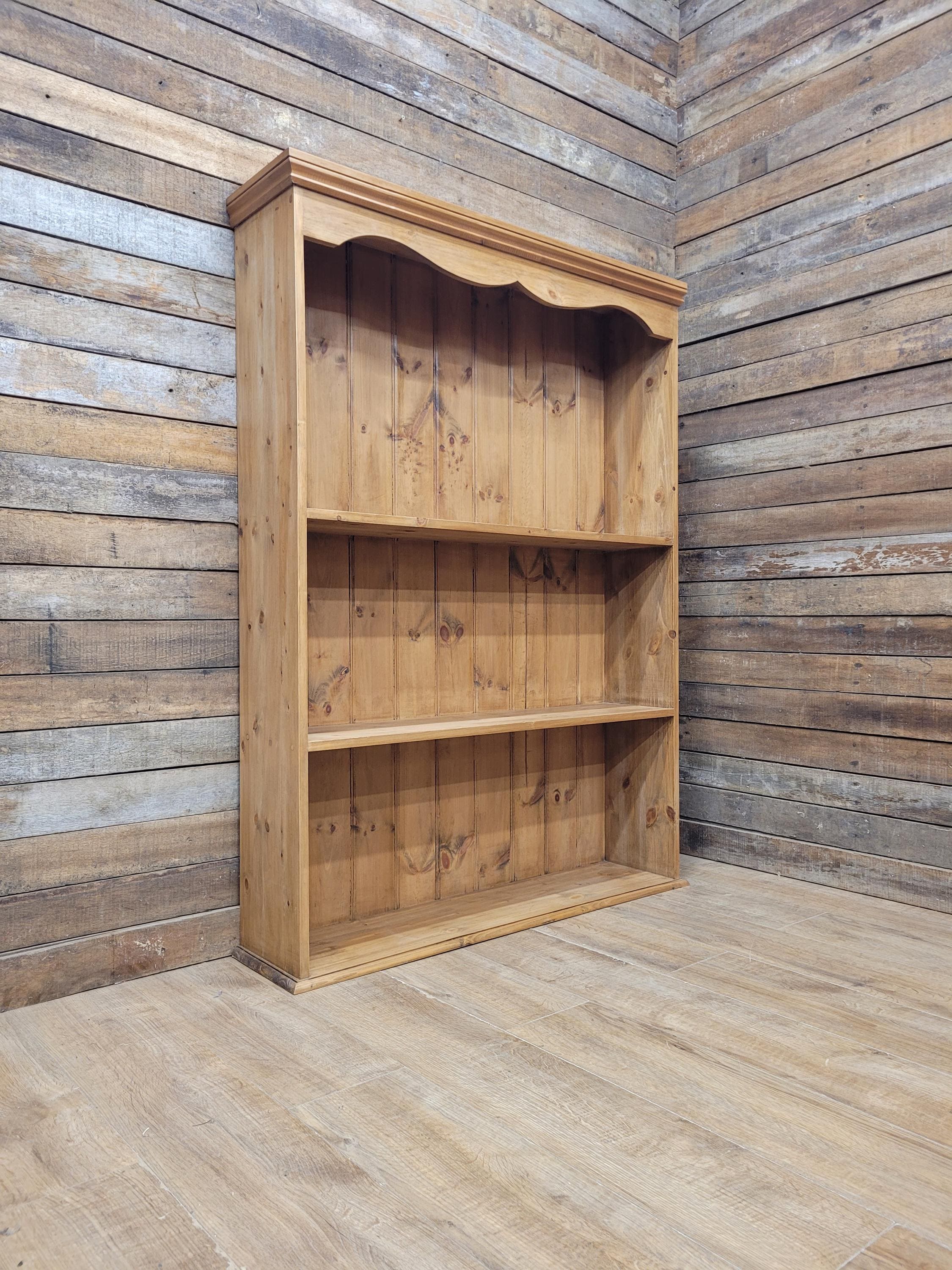 Vintage Solid Pine Open Bookcase Country House Farmhouse Shelving