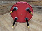 Mid Century Round Faux Leather Ottoman Footstool Atomic Pattern