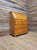 Vintage Solid Pine Bureau Writing Desk Three Drawer Secretary