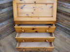 Vintage Solid Pine Bureau Writing Desk Three Drawer Secretary