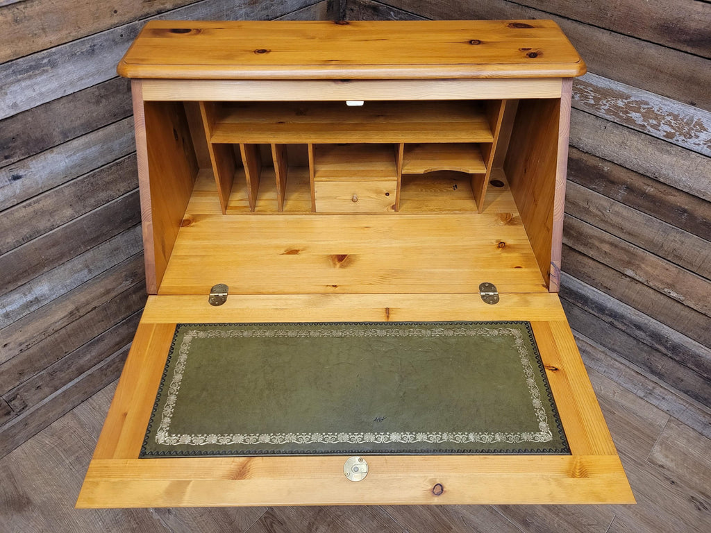 Vintage Solid Pine Bureau Writing Desk Three Drawer Secretary