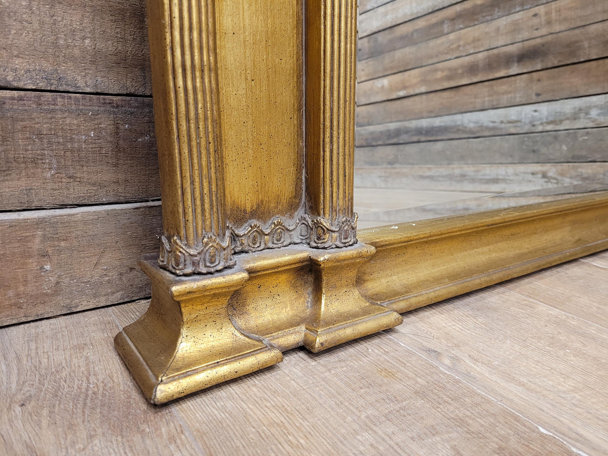Regency Style Giltwood Overmantel Mirror Architectural Classical Frame