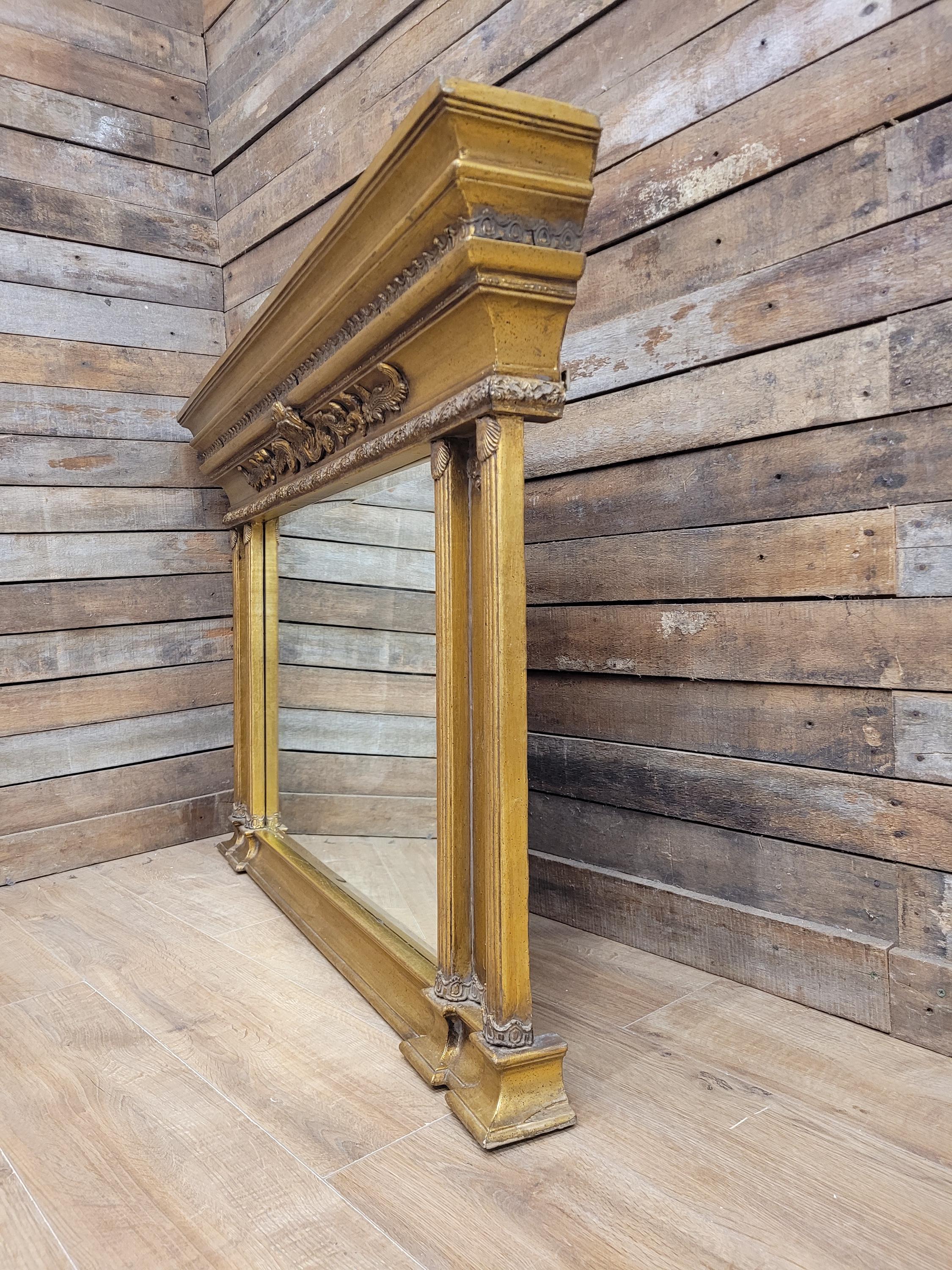 Regency Style Giltwood Overmantel Mirror Architectural Classical Frame
