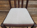 Set Of Four Oak Dining Chairs Neutral Chenille Upholstered Seats