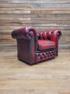 Vintage Chesterfield Oxblood Leather Club Armchair Button Back