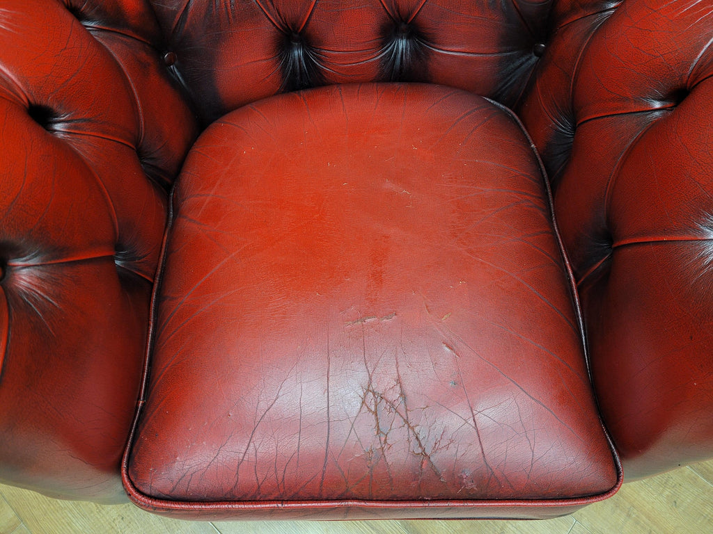 Vintage Chesterfield Oxblood Leather Club Armchair Button Back
