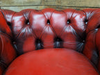 Vintage Chesterfield Oxblood Leather Club Armchair Button Back