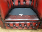 Vintage Chesterfield Oxblood Leather Club Armchair Button Back