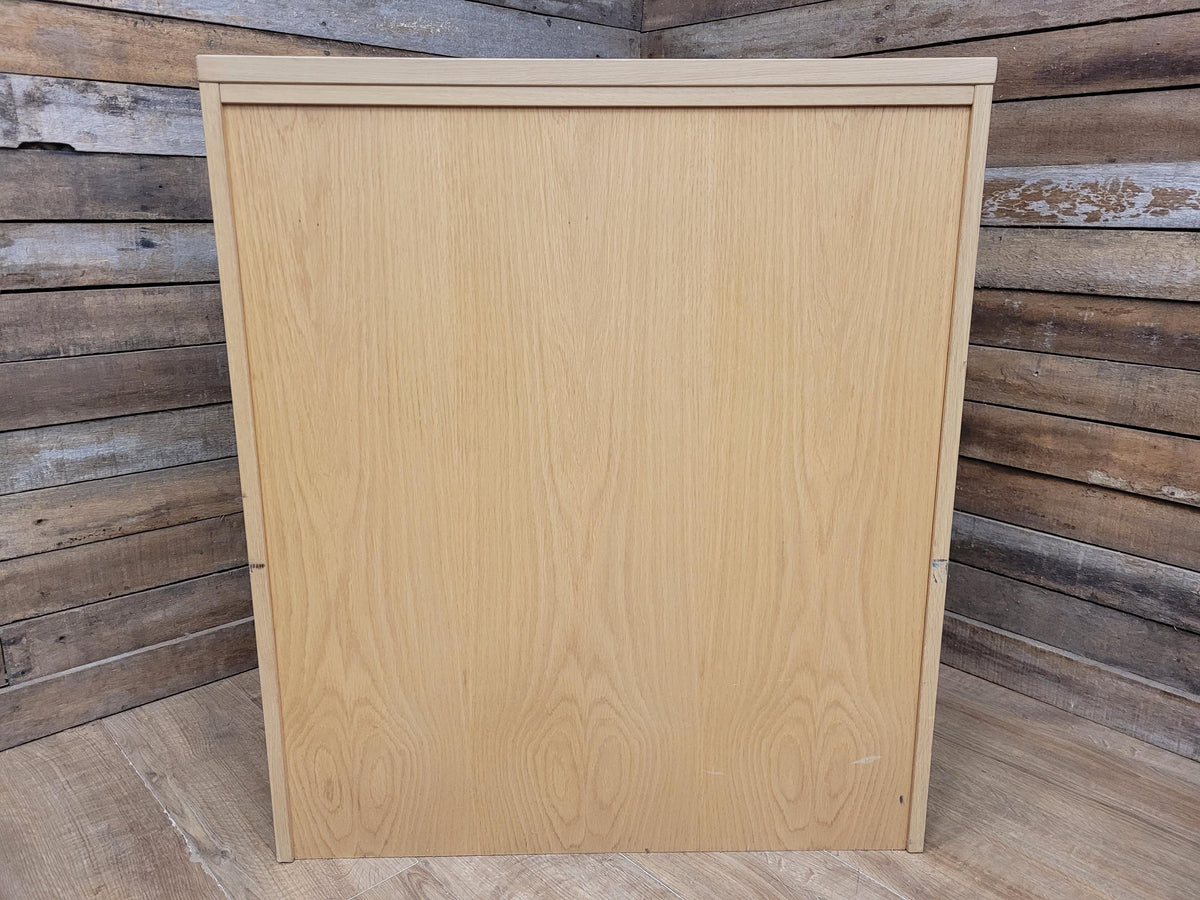Oak Effect Glazed Display Cabinet Adjustable Shelves Two Available