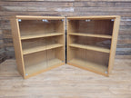 Oak Effect Glazed Display Cabinet Adjustable Shelves Two Available