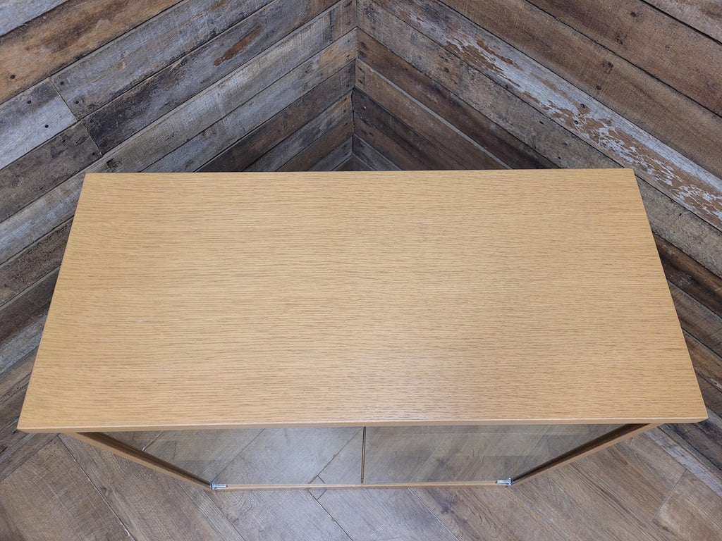 Oak Effect Glazed Display Cabinet Adjustable Shelves Two Available