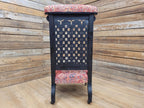 Victorian Ebonised Gothic Revival Nursing Chair Moroccan Fabric Brass Castors