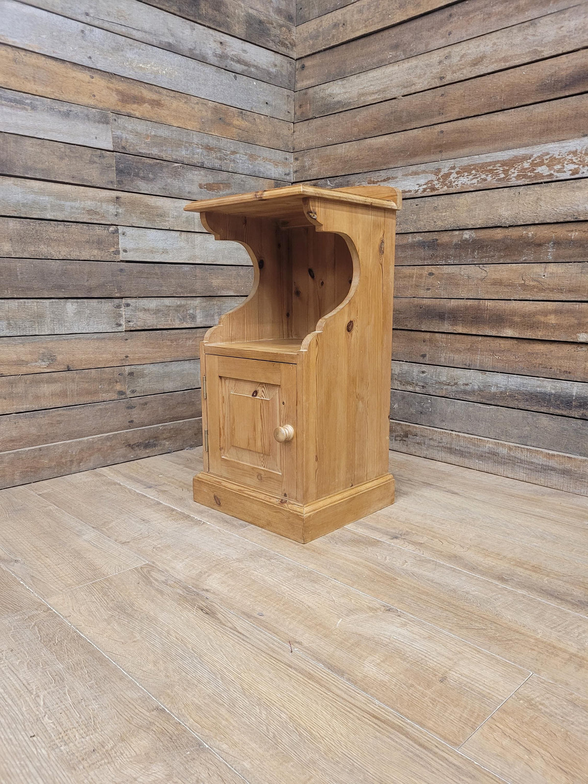 Victorian Pine Pot Cupboard Bedside Cabinet Open Shelf