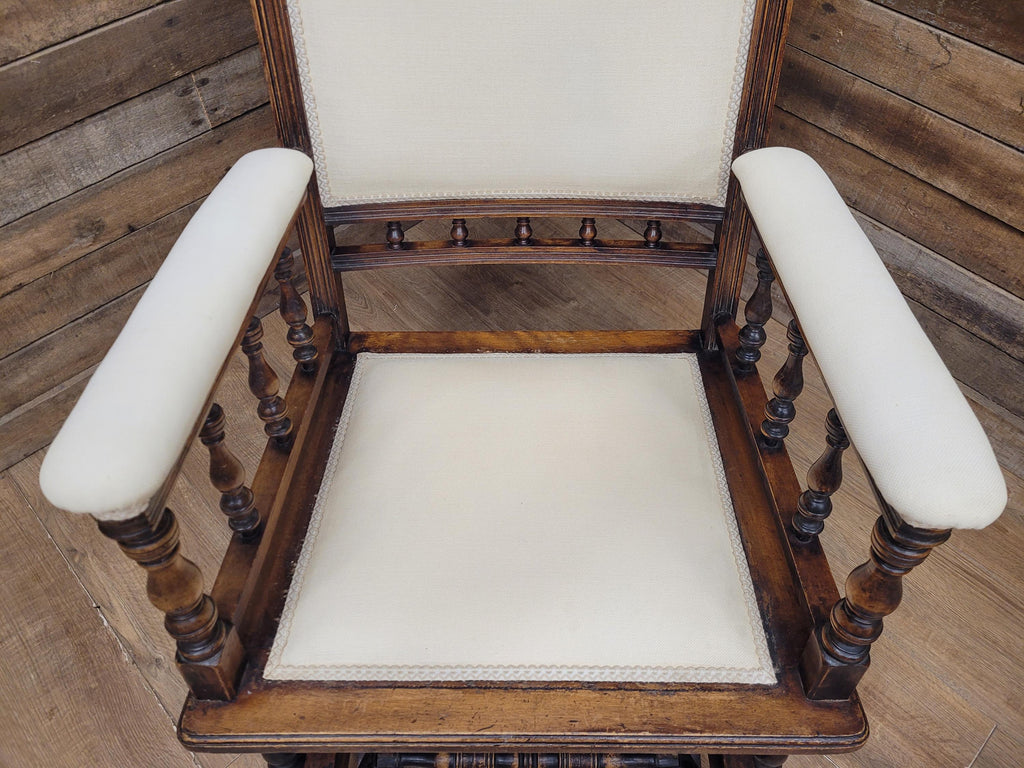 Antique American 19th Century Walnut Platform Rocking Armchair