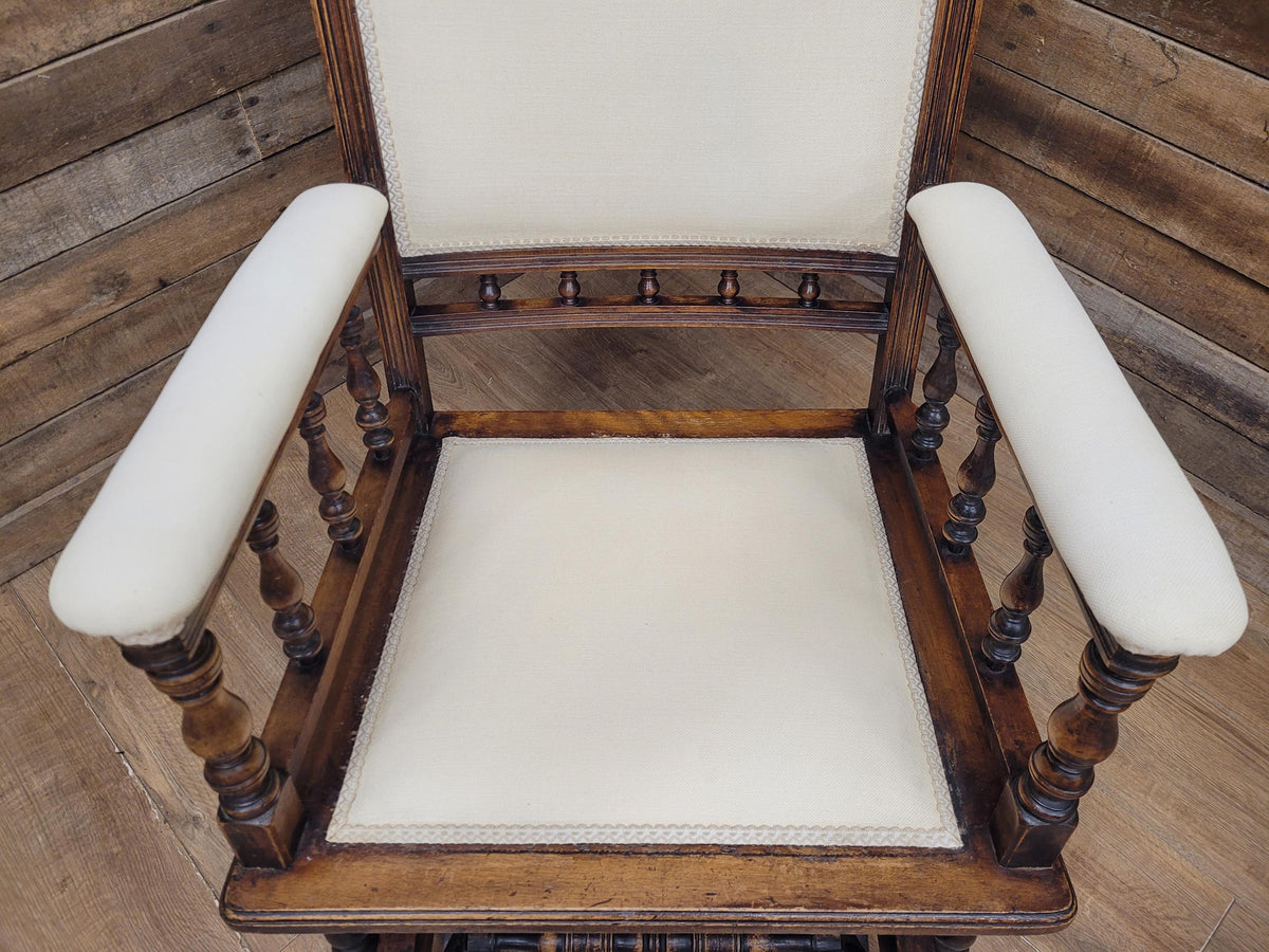 Antique American 19th Century Walnut Platform Rocking Armchair