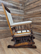 Antique American 19th Century Walnut Platform Rocking Armchair