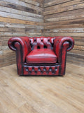 Vintage Chesterfield Oxblood Leather Club Armchair Button Back