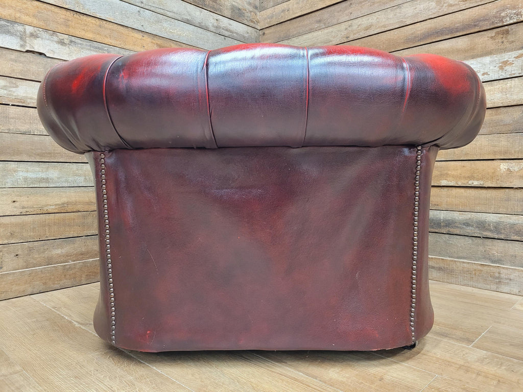 Vintage Chesterfield Oxblood Leather Club Armchair Button Back