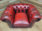 Vintage Chesterfield Oxblood Leather Club Armchair Button Back