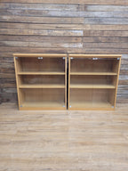 Oak Effect Glazed Display Cabinet Adjustable Shelves Two Available