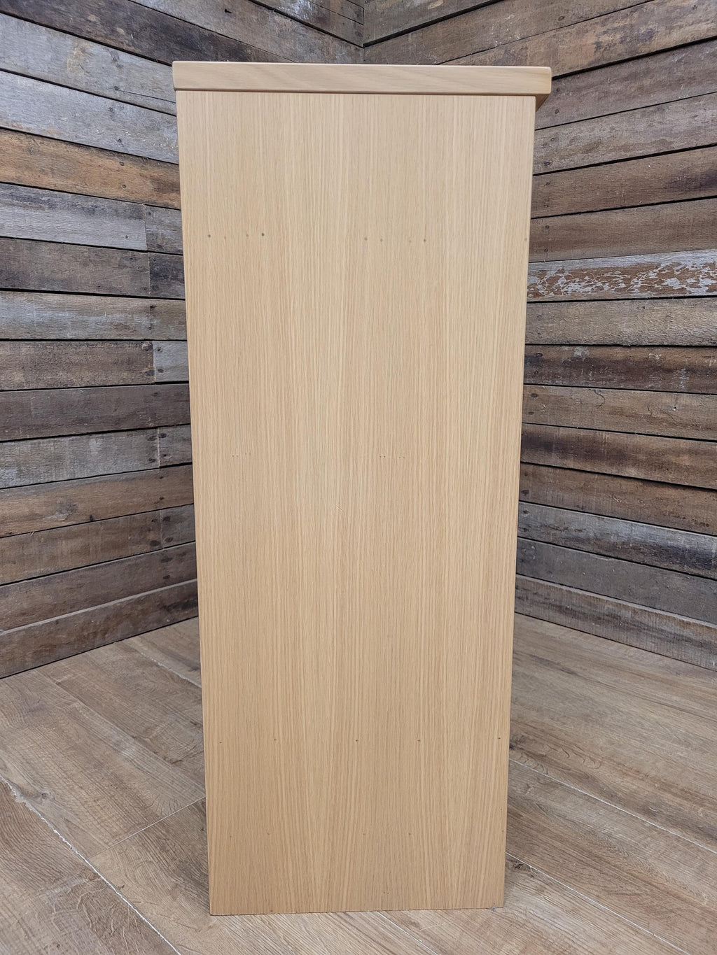 Oak Effect Glazed Display Cabinet Adjustable Shelves Two Available