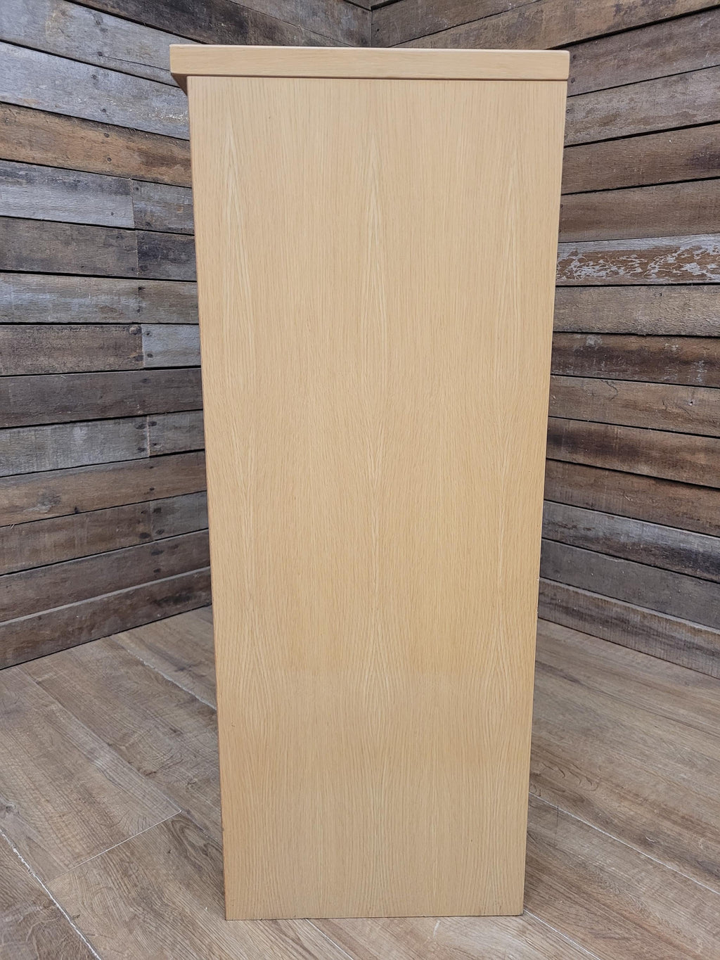 Oak Effect Glazed Display Cabinet Adjustable Shelves Two Available