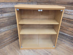 Oak Effect Glazed Display Cabinet Adjustable Shelves Two Available