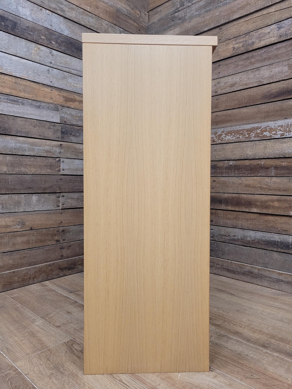 Oak Effect Glazed Display Cabinet Adjustable Shelves Two Available