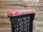 Victorian Ebonised Gothic Revival Nursing Chair Moroccan Fabric Brass Castors