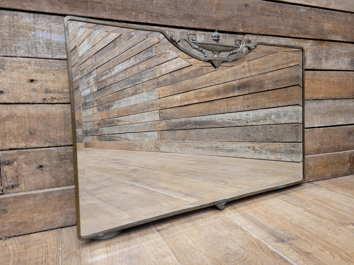 Art Deco Neoclassical Metal Framed Bevelled Wall Mirror Urn Detail