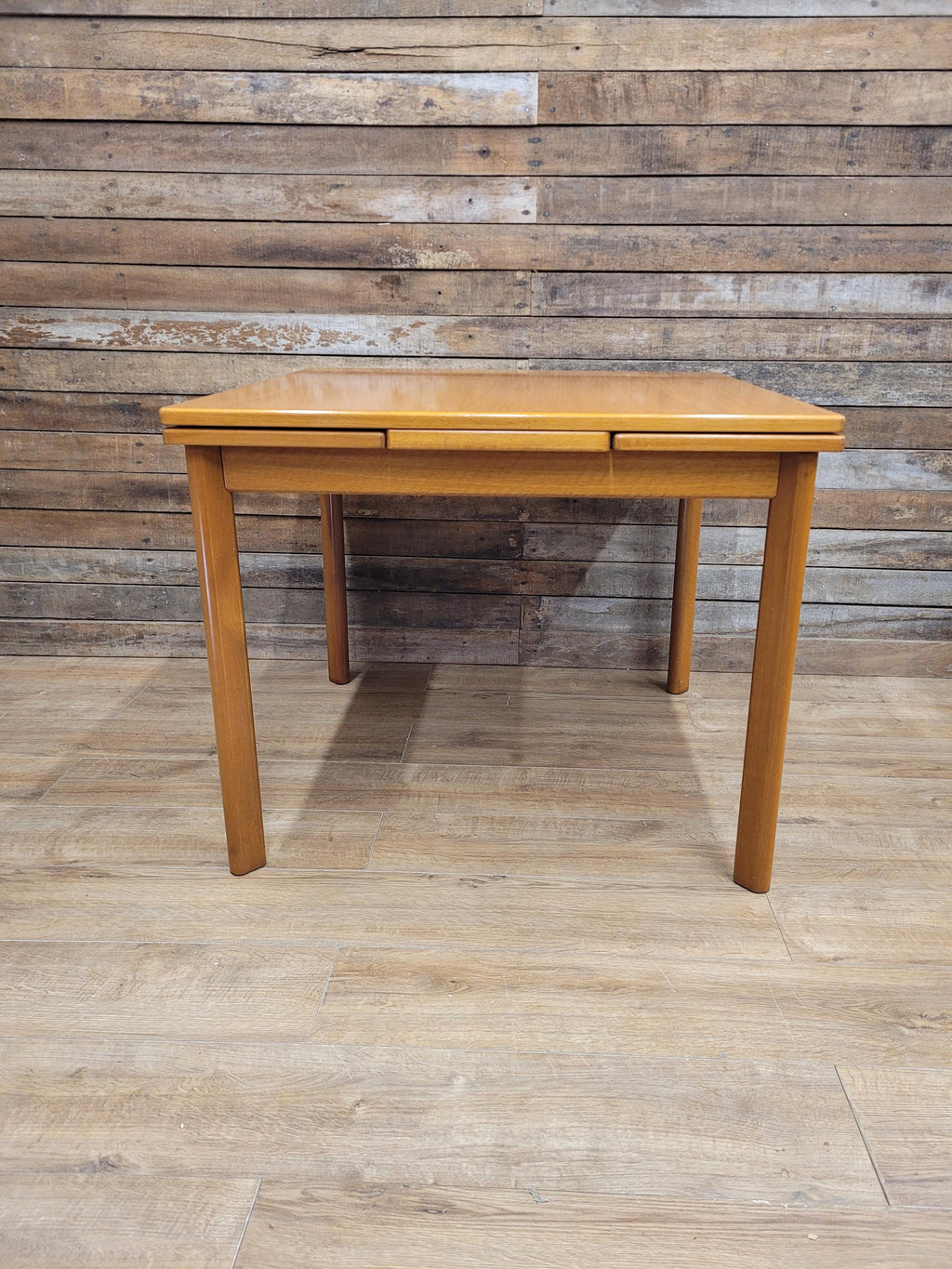 Mid Century Teak Extending Dining Table Pull Out Leaves Removable Legs