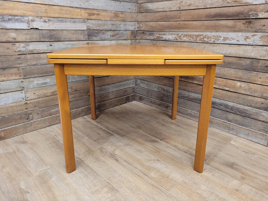 Mid Century Teak Extending Dining Table Pull Out Leaves Removable Legs