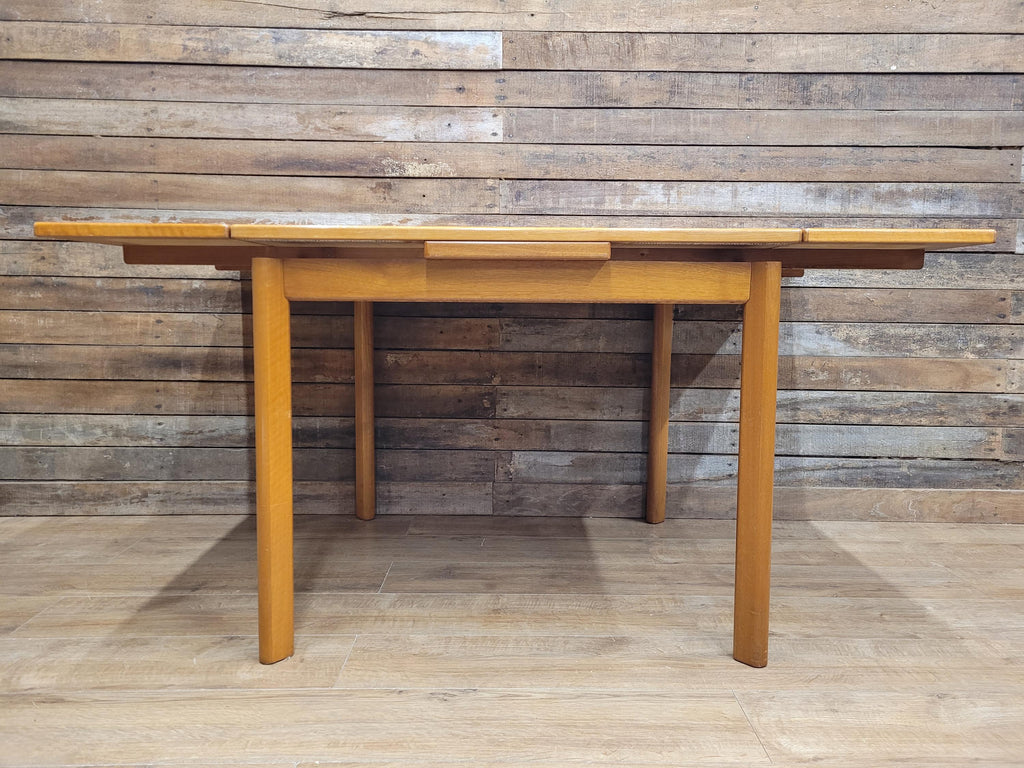 Mid Century Teak Extending Dining Table Pull Out Leaves Removable Legs